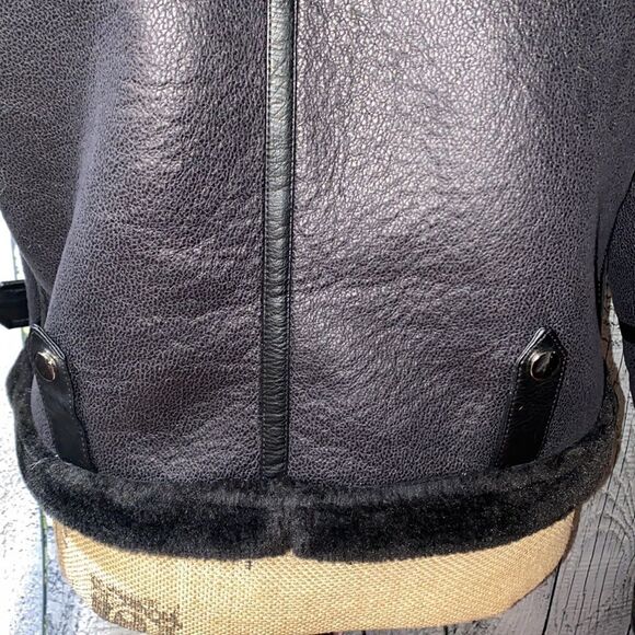 Love Token Faux Shearling Black Cropped Aviator Jacket - Picture 10 of 16